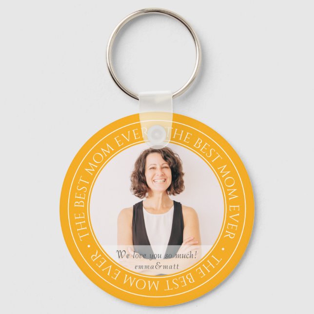 The Best Mom Ever Modern Classic Photo Keychain (Front)