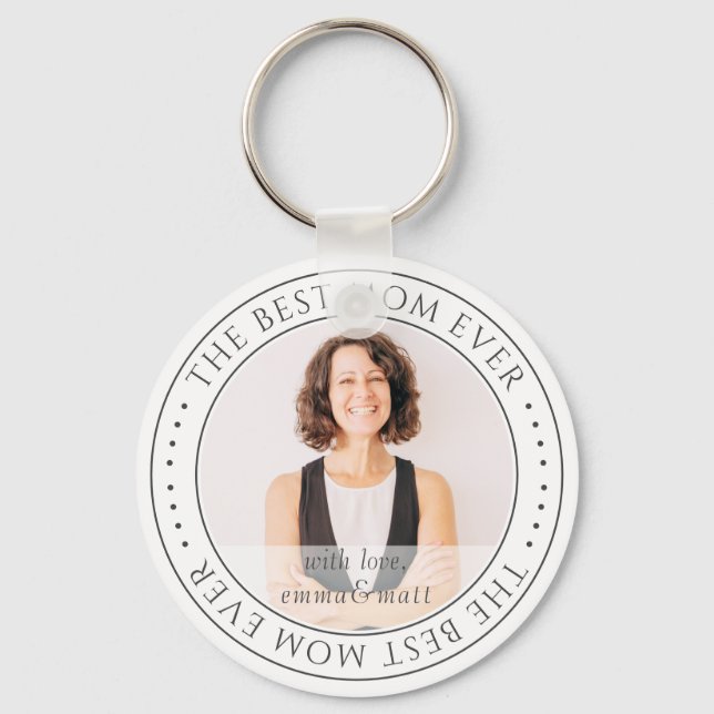 The Best Mom Ever Modern Classic Photo Keychain (Front)