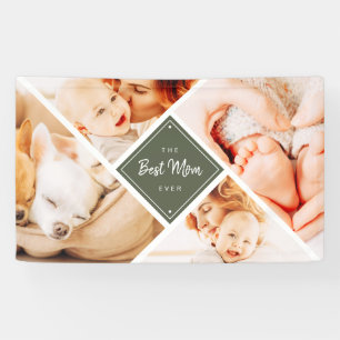 The Best Mom Ever Modern Custom Photos Banner