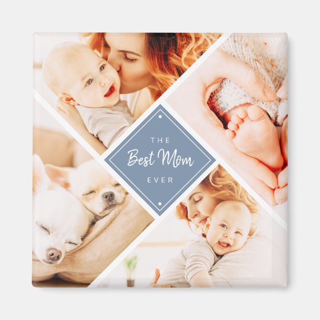 The Best Mom Ever Modern Custom Photos Magnet (Front)