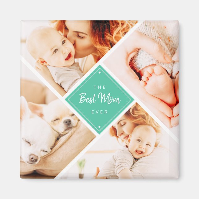 The Best Mom Ever Modern Custom Photos Magnet (Front)
