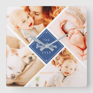 The Best Mom Ever Modern Custom Photos Square Wall Clock