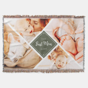The Best Mom Ever Modern Custom Photos Throw Blanket