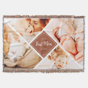 The Best Mom Ever Modern Custom Photos  Throw Blanket