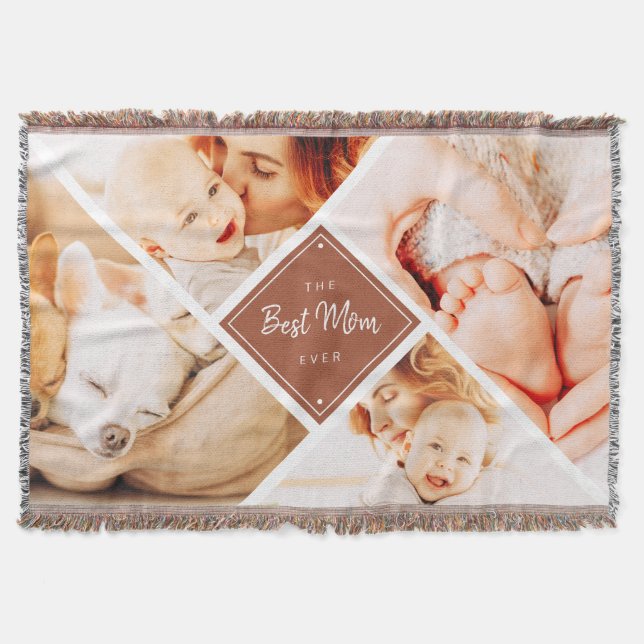 The Best Mom Ever Modern Custom Photos  Throw Blanket (Front)