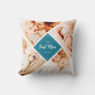 The Best Mom Ever Modern Custom Photos Throw Pillow