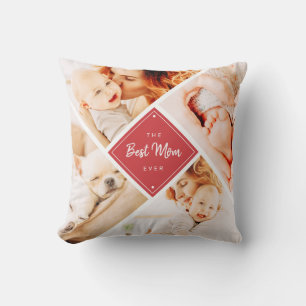 The Best Mom Ever Modern Custom Photos Throw Pillow