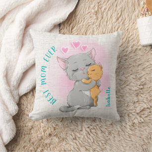 The best mom ever pillow, Cute cat gift mother day Throw Pillow