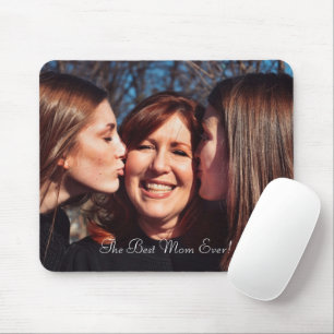 The Best Mom Ever Simple Modern Full Photo Script Mouse Pad