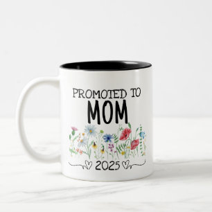 The Best Mom Get Promoted Est 2025 Two-Tone Co Two-Tone Coffee Mug