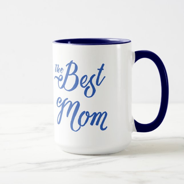 The Best Mom Modern Blue Text Design Mug (Right)