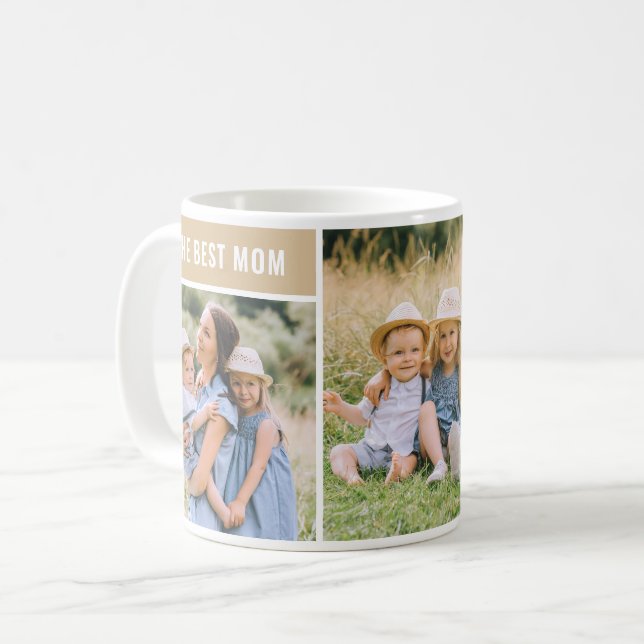 The Best Mom Neutral Mothers Day Photo Collage Coffee Mug (Front Left)