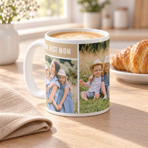 The Best Mom Neutral Photo Collage Coffee Mug