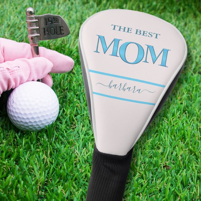 The Best Mom Stylish Blue Metallic Lettering Golf Head Cover (Creator Uploaded)