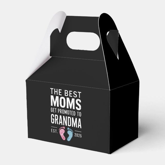 The Best Moms Get Promoted To Grandma Est 2025 Favor Box (Front Side)
