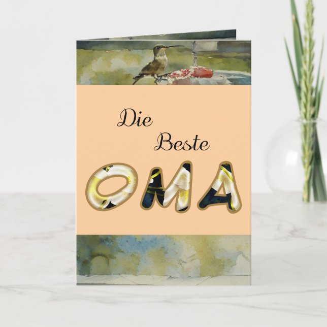The Best Oma In German Folded Greeting Card (Front)