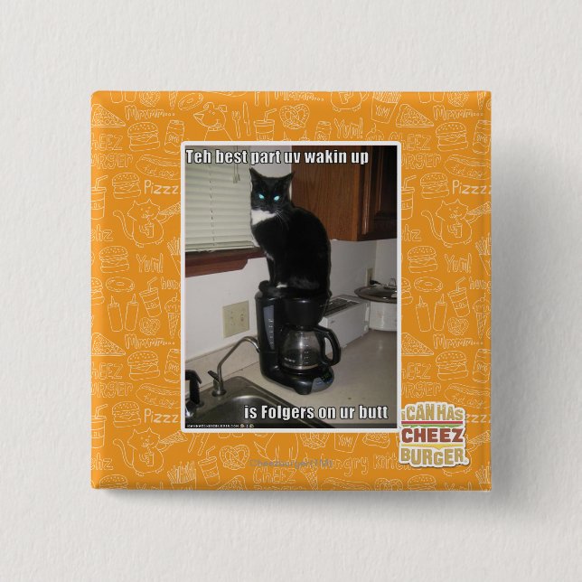 the best part uv wakin up 2 inch square button (Front)