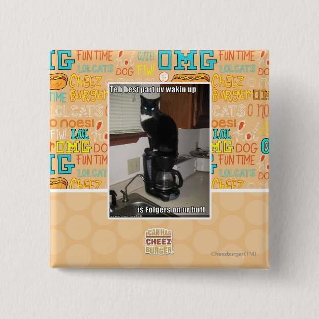 the best part uv wakin up 2 inch square button (Front)