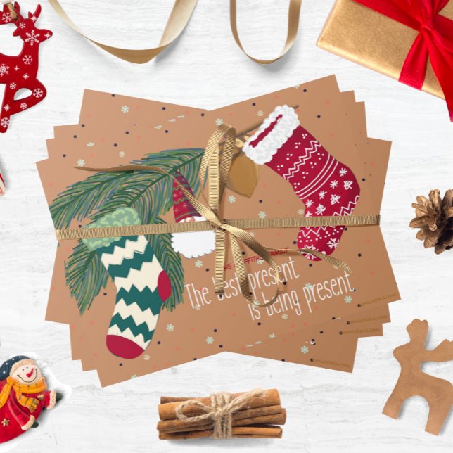 The best present. Customizable Holiday Card (Charming Christmas greeting with Santa Claus and stocking hangers)