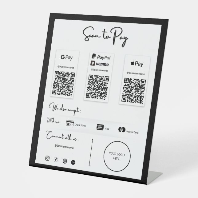 The Best QR Code Payment by Phone Pedestal Sign (Front)