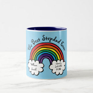 The Best Stepdad Ever Stepfather Rainbow Blue Two-Tone Coffee Mug