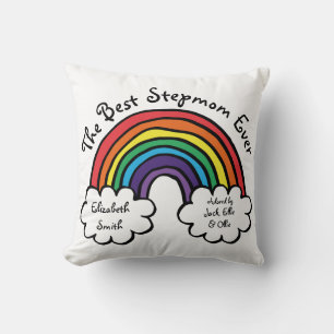 The Best Stepmom, Stepmother Ever Colourful Rainbo Throw Pillow
