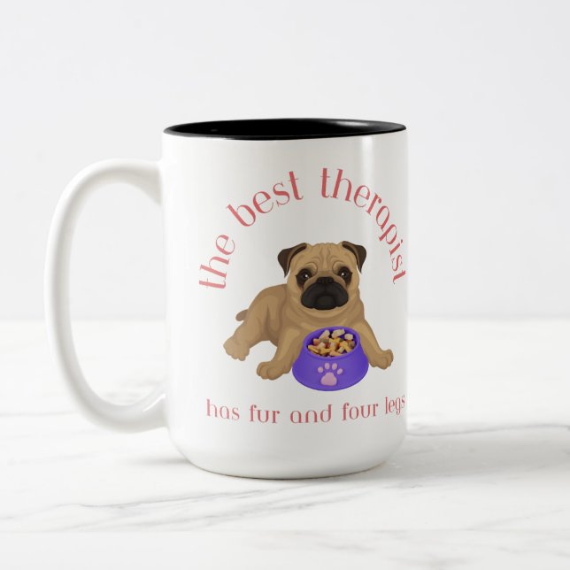 The Best Therapist Has Fur and Four Legs Two-Tone Coffee Mug (Left)