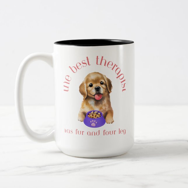 The Best Therapist Has Fur and Four Legs Two-Tone Coffee Mug (Left)