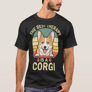 The Best Therapy Is A Corgi Vintage Dad Mom Dog Pa T-Shirt
