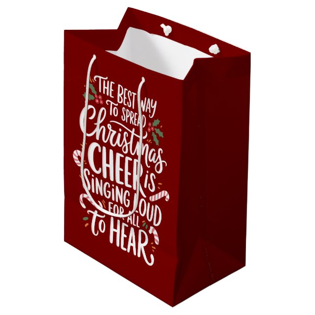 The Best Way To Spread Christmas Cheer Elf Xmas Medium Gift Bag (Front Angled)
