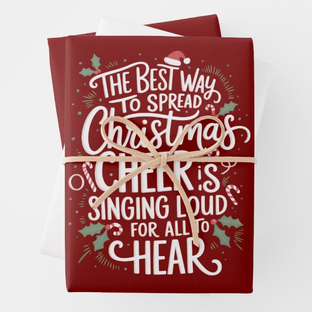 The Best Way To Spread Christmas Cheer Holiday  Wrapping Paper Sheet (In situ)