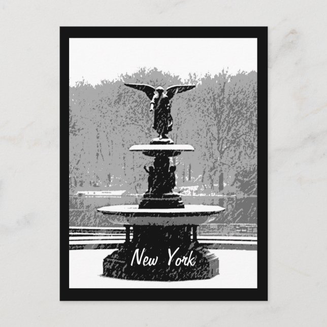 The Bethesda Fountain in Winter Postcard (Front)