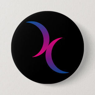 The Bi Double Moon Symbol 3 Inch Round Button
