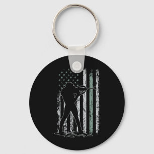The Biathlon Usa Flag Retro Skis Men Biathlon Keychain
