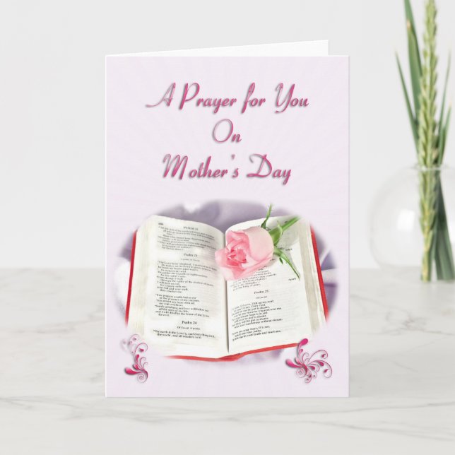 The Bible and rose prayer for Mother's day Card (Front)