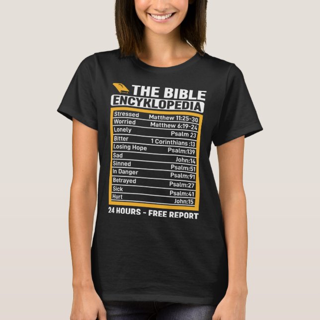 The Bible Encyklopedia 24 Hours  Free Report T-Shirt (Front)