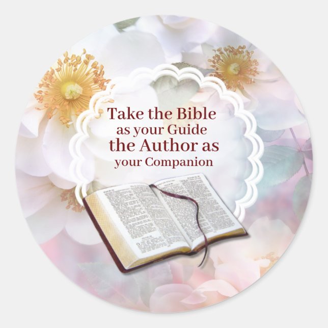 The Bible our Guide Book Classic Round Sticker (Front)