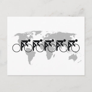 The Bicycle Race No 3 Black On White Holiday Postcard