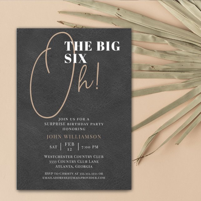 The Big 60th Surprise Black Leather Birthday Invitation (Creator Uploaded)