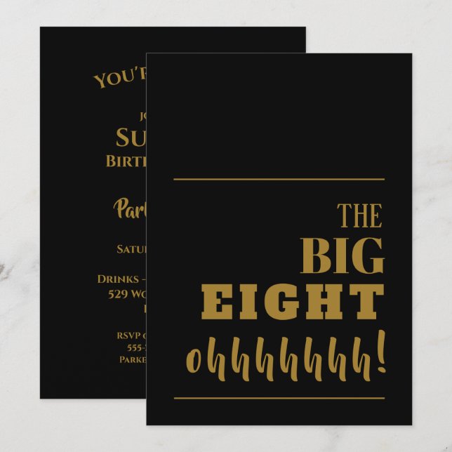 The BIG 80 Black Birthday Party Invitation (Front/Back)