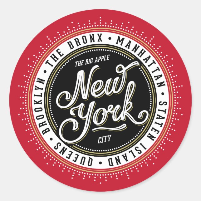 The Big Apple New York City Logo Classic Round Sticker (Front)