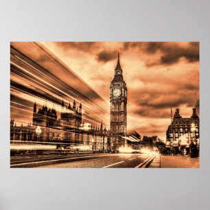 The Big Ben in retro style in London Poster