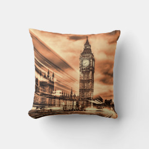 The Big Ben in retro style in London Throw Pillow
