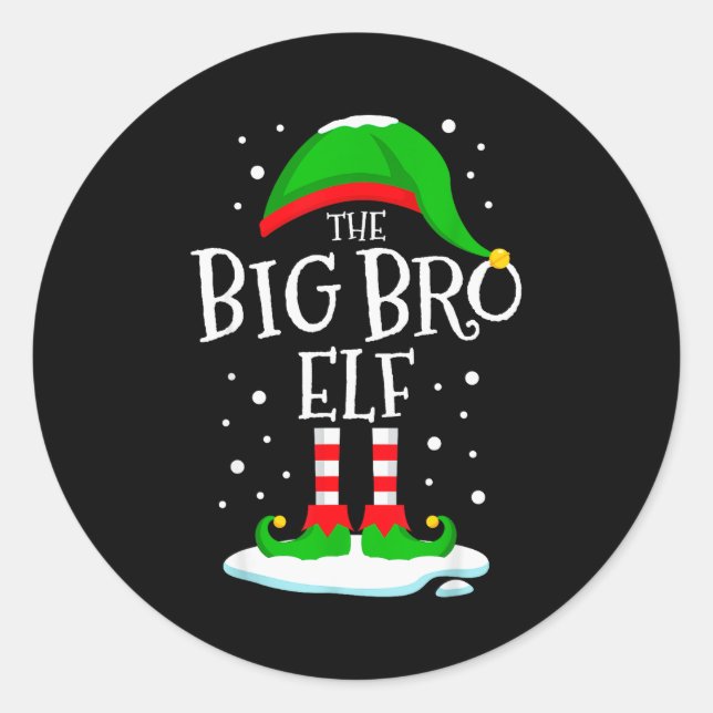 The Big Bro Elf Christmas Family Matching Xmas Bro Classic Round Sticker (Front)