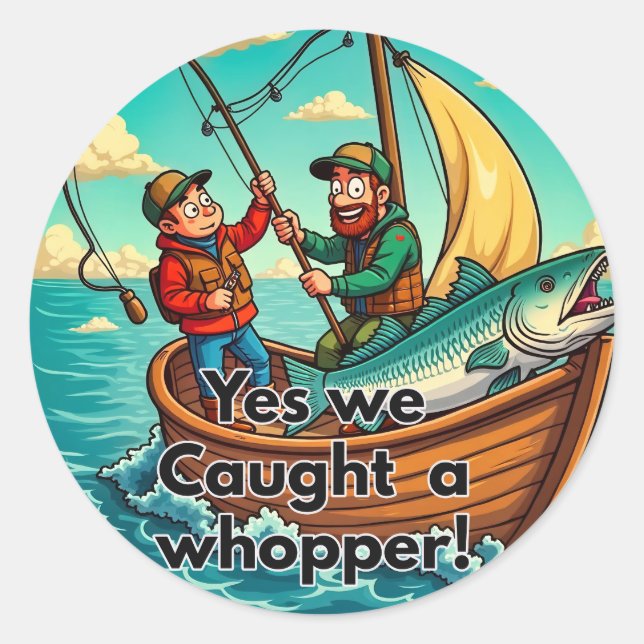 The Big Catch Classic Round Sticker (Front)