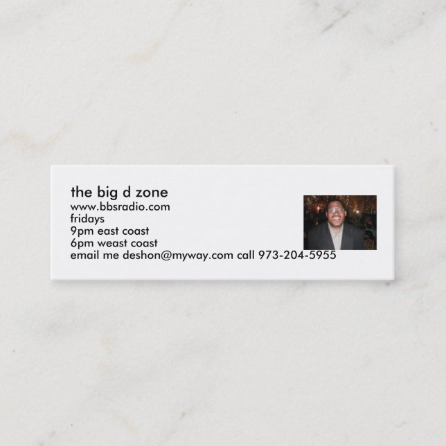 the big d zone card (Front)