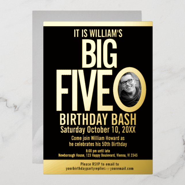 The Big Five 0 50th Birthday graphic photo (Front/Back)