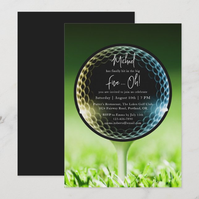 The Big Five-Oh Golf 50th Birthday Party Invitation (Front/Back)