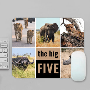 The Big Five Wild Animals African Safari Photo Mouse Pad