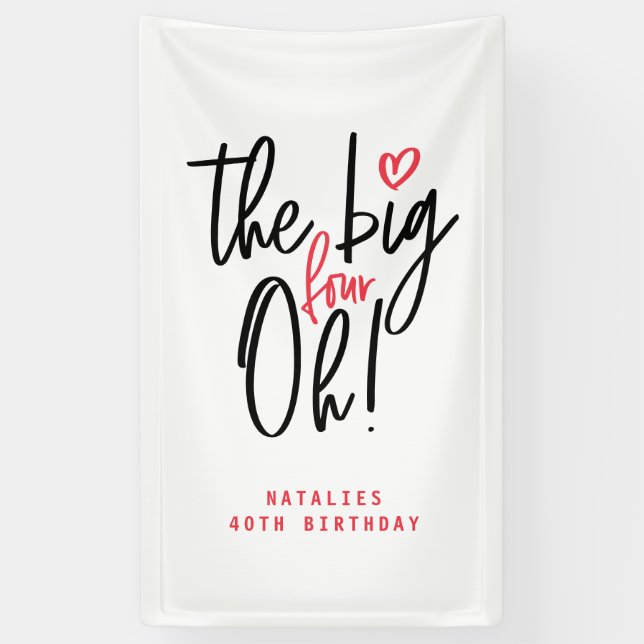 The big four oh! 40th birthday party banner (Vertical)